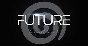 Future alphabet, thin line letters, minimal style font. Futuristic type for logo and headline of digital technology
