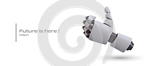 Future is already here. Realistic robotic hand showing thumb up