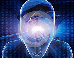 Future artificial intelligence technology and human head, wisdom and intelligent communication