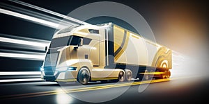 Future of autonomous cargo transportation,cargo truck, motion blur