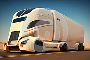 future of autonomus cargo transportation, AV electric cargo truck, generative AI photo