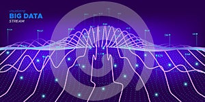 Future Big Data Network. Neon Particle Abstract