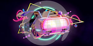 Future car, retro 80th