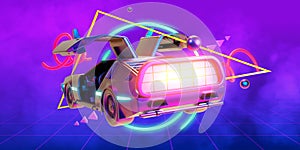 Future car, retro 80th