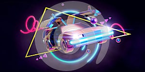 Future car, retro 80th