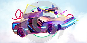 Future car, retro 80th