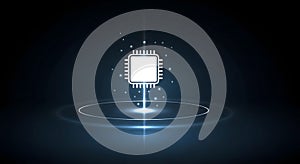 Future Computing Microchip Icon Design for Advanced Digital Technology and Data Processing