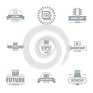 Future cpu logo set, simple style