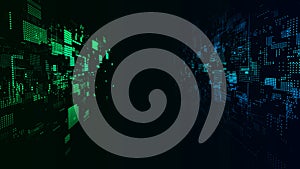 Future digital cyberspace. Sorting and analysis digital data. Vector technology matrix algorithm. Security storage data