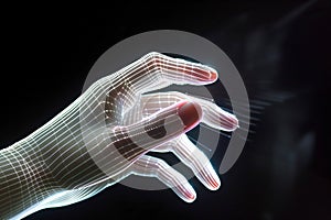 Future digital technology 3D scan of human hand for biometric identifiers photo