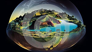 Future Earth: A Pascal Blanch Style Imagery of Our Planet in 1000 Years, Made with Generative AI photo