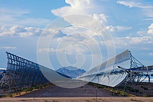 The future of energy Solar energy parabolic reflectors in Arizona desert