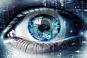 Future eye technology futuristic system secure digital human vision concept