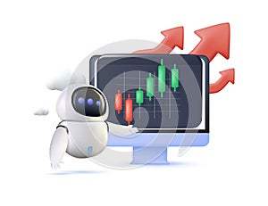 Future financial technology controlled by AI robot using machine learning and artificial intelligence to analyze