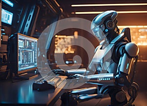 The Future of Futuristic Robotics and Computer Programming Concept. Generative AI