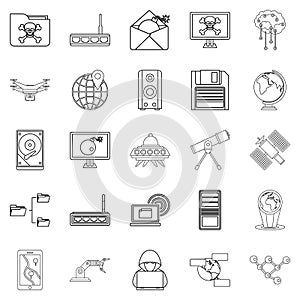 Future icons set, outline style