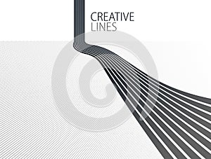 Future lines in 3D perspective vector abstract background, black and white linear composition, road to horizon and sky concept,