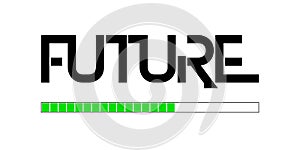Future loading, progress bar, techno design, rough texture.