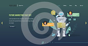 Future marketing chat bot. Innovation technology science future, financial consultation.