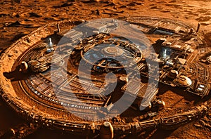 Future Mars base or scientific facility. AI generated.