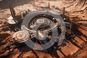 Future Mars base or scientific facility. AI generated.