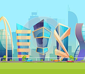Future metropolis city skyline building cartoon vector illustration