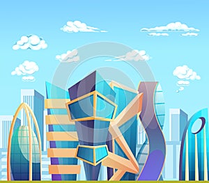 Future metropolis city skyline building cartoon vector illustration