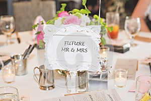 Future Mr and Mrs table top sign for Bridal Showers photo