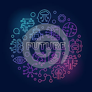 Future round vector colored illustration in thin line style