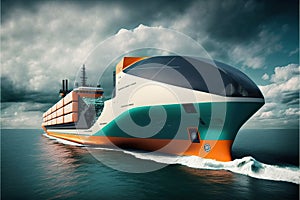 The future of shipping electric boats and sail-powered, created with Generative AI technology