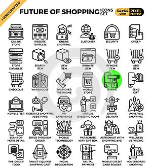 Future of shopping concept icons