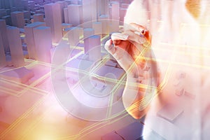 Future smart city concept, urban and futuristic technology flow concepts, 3D rendering