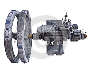 Future Space Station Isolated on White Background 3D Illustration