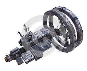 Future Space Station Isolated on White Background 3D Illustration