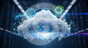 Future tech cloud computing data storage futuristic digital network technology abstract background