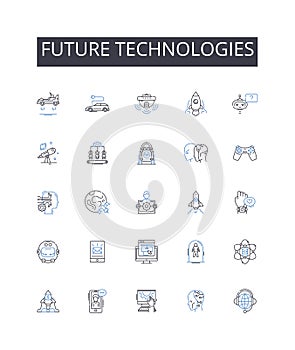 Future technologies line icons collection. Self-improvement, Growth, Empowerment, Fulfillment, Enlightenment