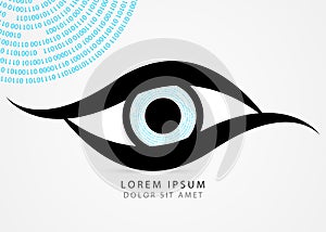 Future technology. Binary eye. Cyber security concept