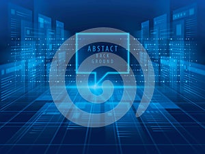 Future technology digital background. Abstract Blue Digital cyberspace and light lines network connections concept