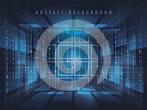 Future technology digital background. Abstract Blue Digital cyberspace and light lines network connections concept