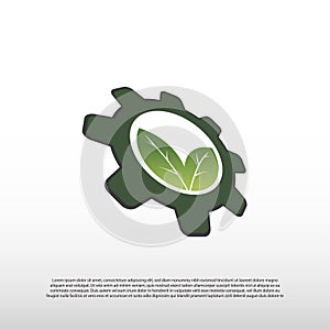 Future Technology logo with nature concept. factory tech sign -vector