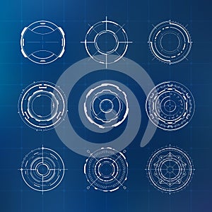 Futuristic user interface circle elements set