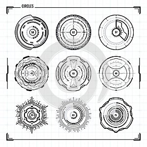 Futuristic user interface circle elements set