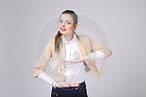 Future technology. Woman working with futuristic interface