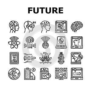 future techology digita modern icons set vector photo