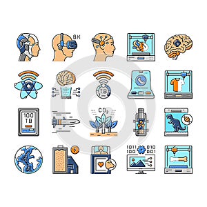 future techology digita modern icons set vector photo