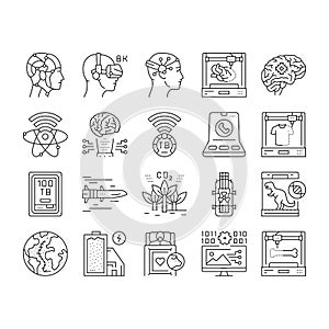 future techology digita modern icons set vector photo