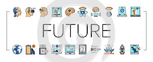 future techology digita modern icons set vector