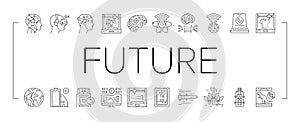 future techology digita modern icons set vector photo