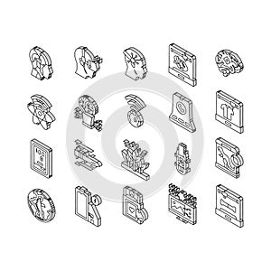 future techology digita modern isometric icons set vector