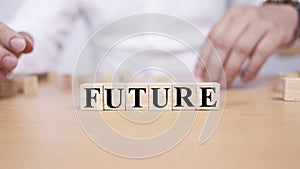 Future, text words typography written with wooden letter, life and business motivational inspirational